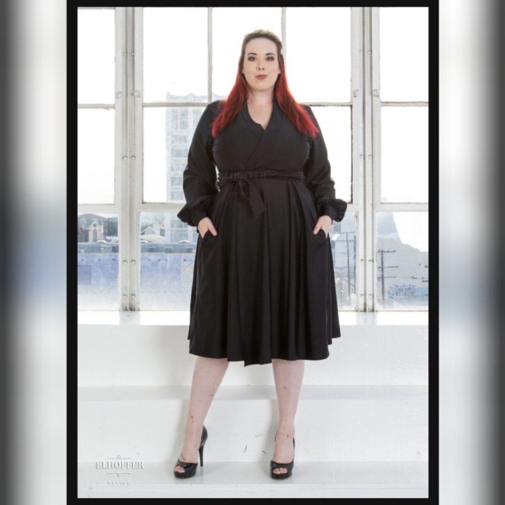 Elhoffer bishop sleeve wrap dress size large